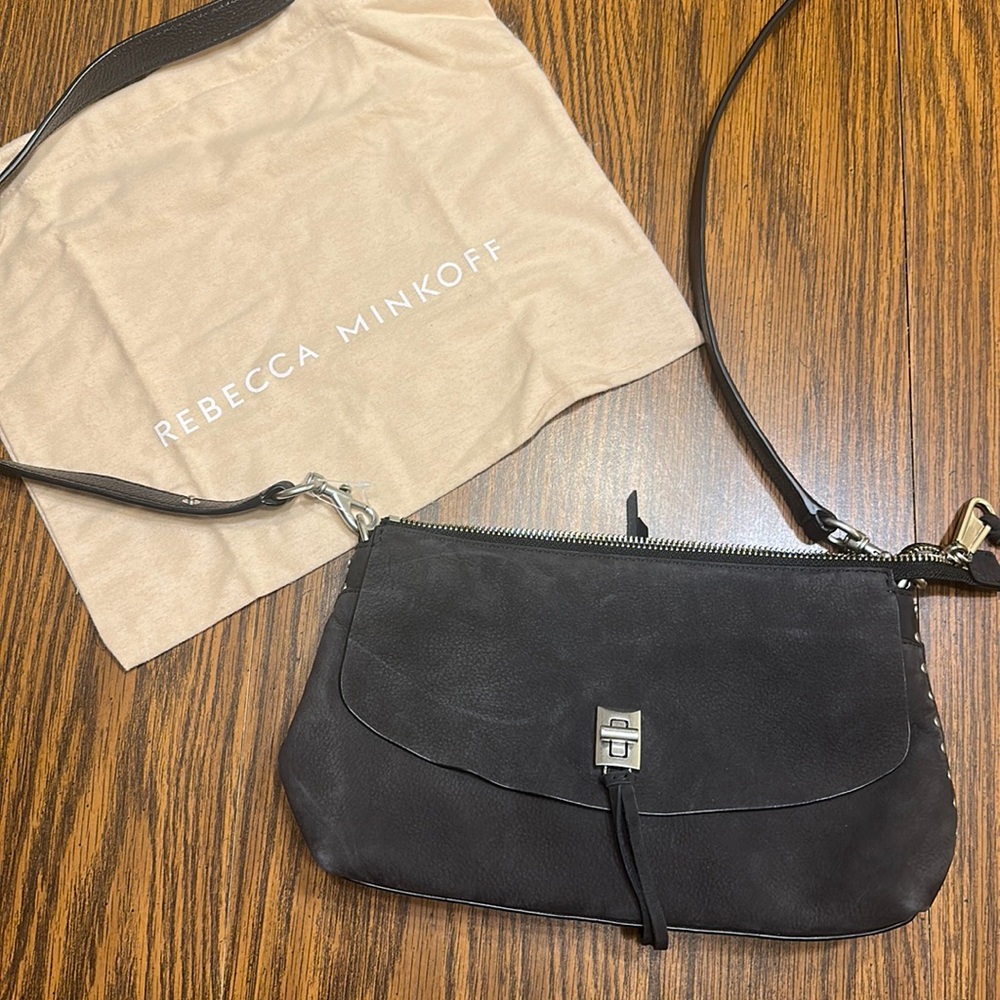 ⚡️Flash Sale⚡️Rebecca Minkoff Darren top zip suede black bag